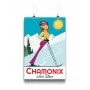 affiche chamonix skieuse