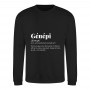 Sweat savoyard unisexe noir avec texte Génépi et définition humoristique